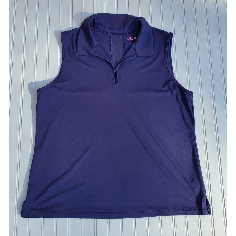 Lillie‎ Green Navy Blue Sleeveless Keyhole Tennis Golf Pickleball Polo Top XL